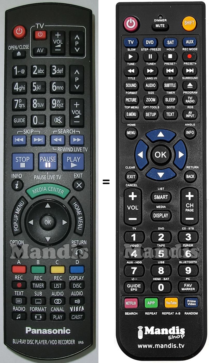 Replacement remote control Panasonic N2QAYB000619