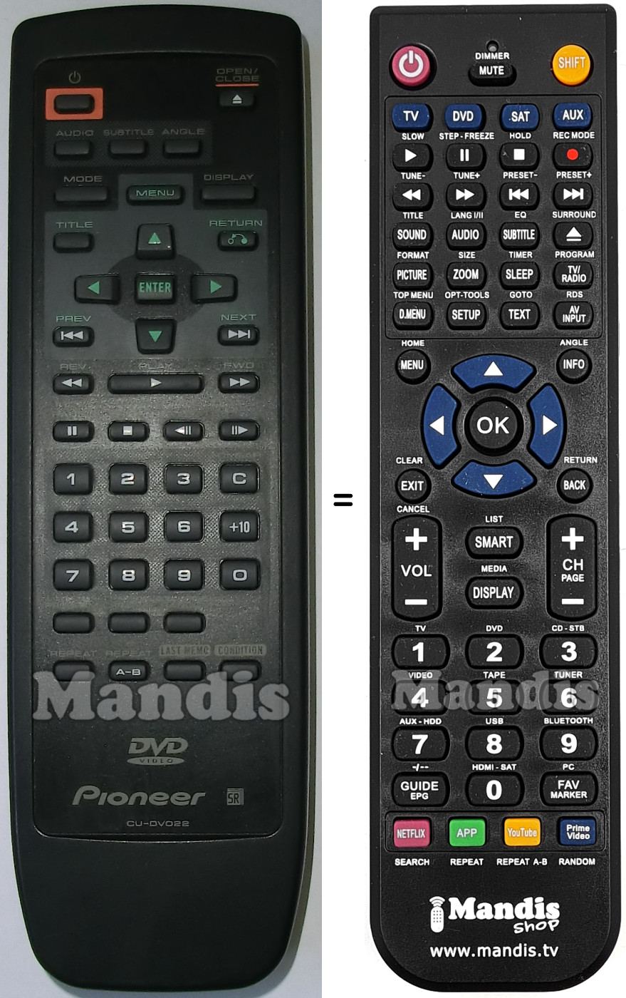Replacement remote control Pioneer CU-DVD22