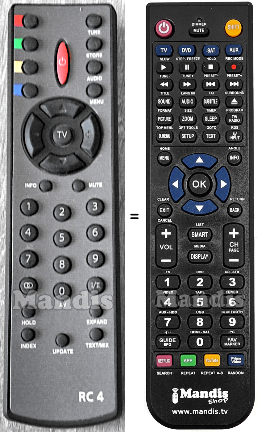 Gleichwertige Fernbedienung Bush-RC4