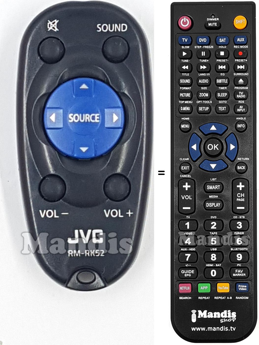 Replacement remote control JVC RM-RK52M
