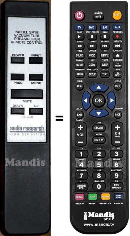 Replacement remote control SP16