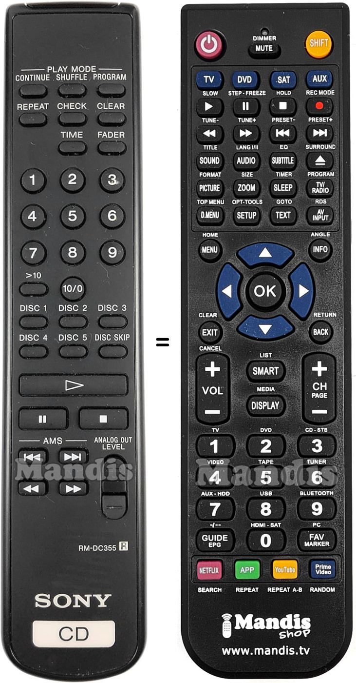 Replacement remote control Sony RM-DC335