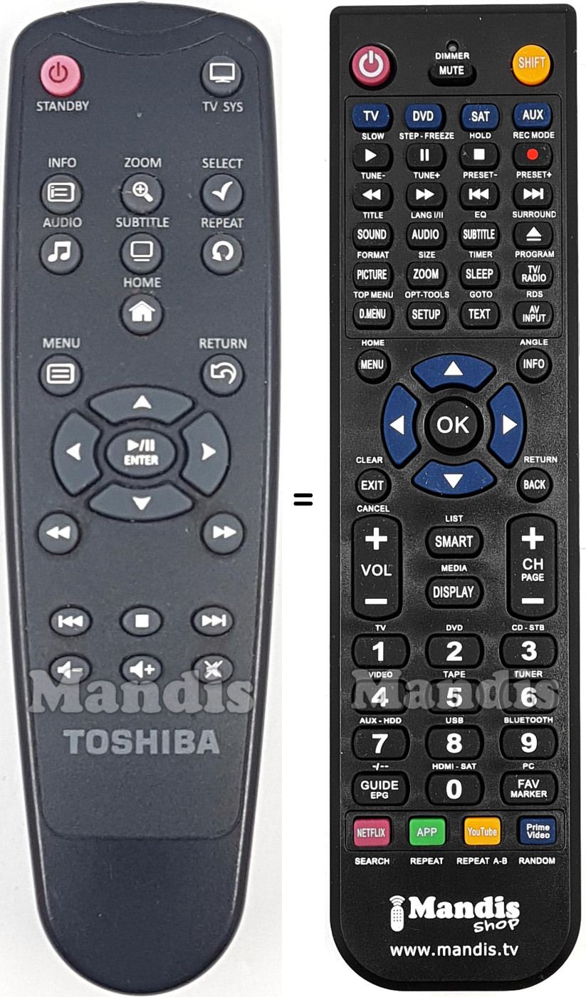 Gleichwertige Fernbedienung Toshiba Store Tv2