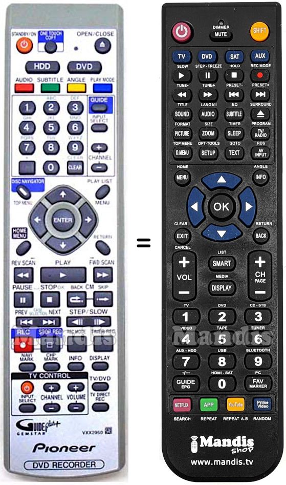 Replacement remote control VXX2950