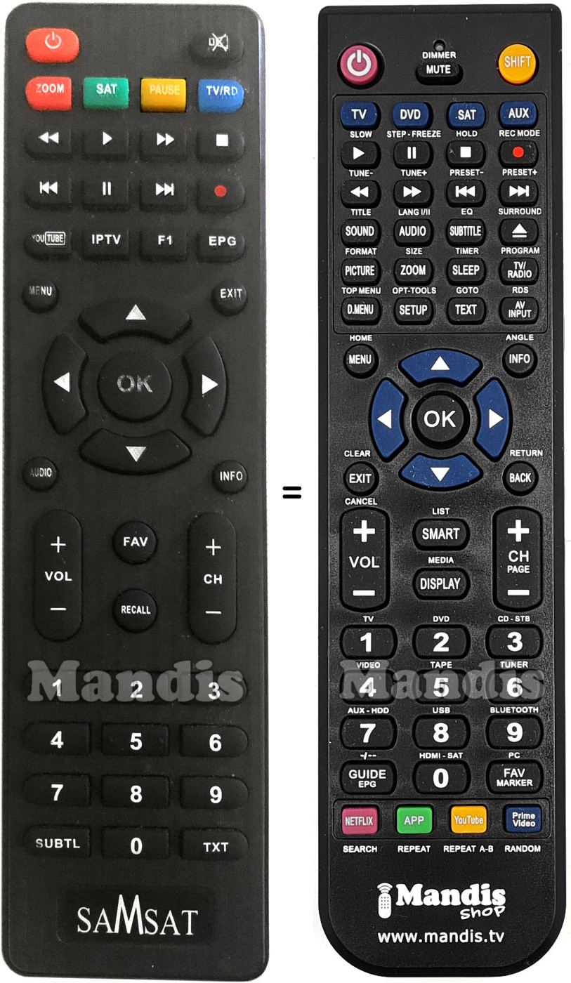 Replacement remote control SAMSAT 100HD