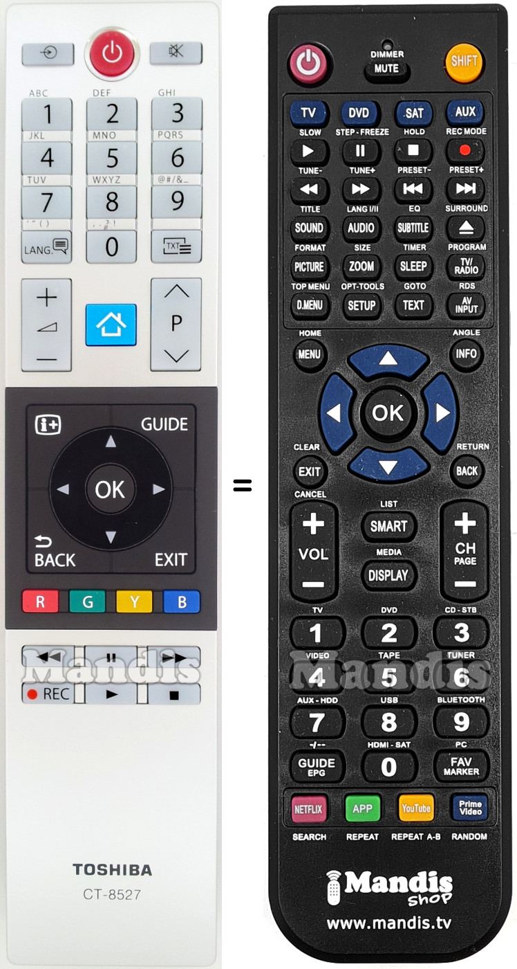 Replacement remote control Toshiba CT-8527