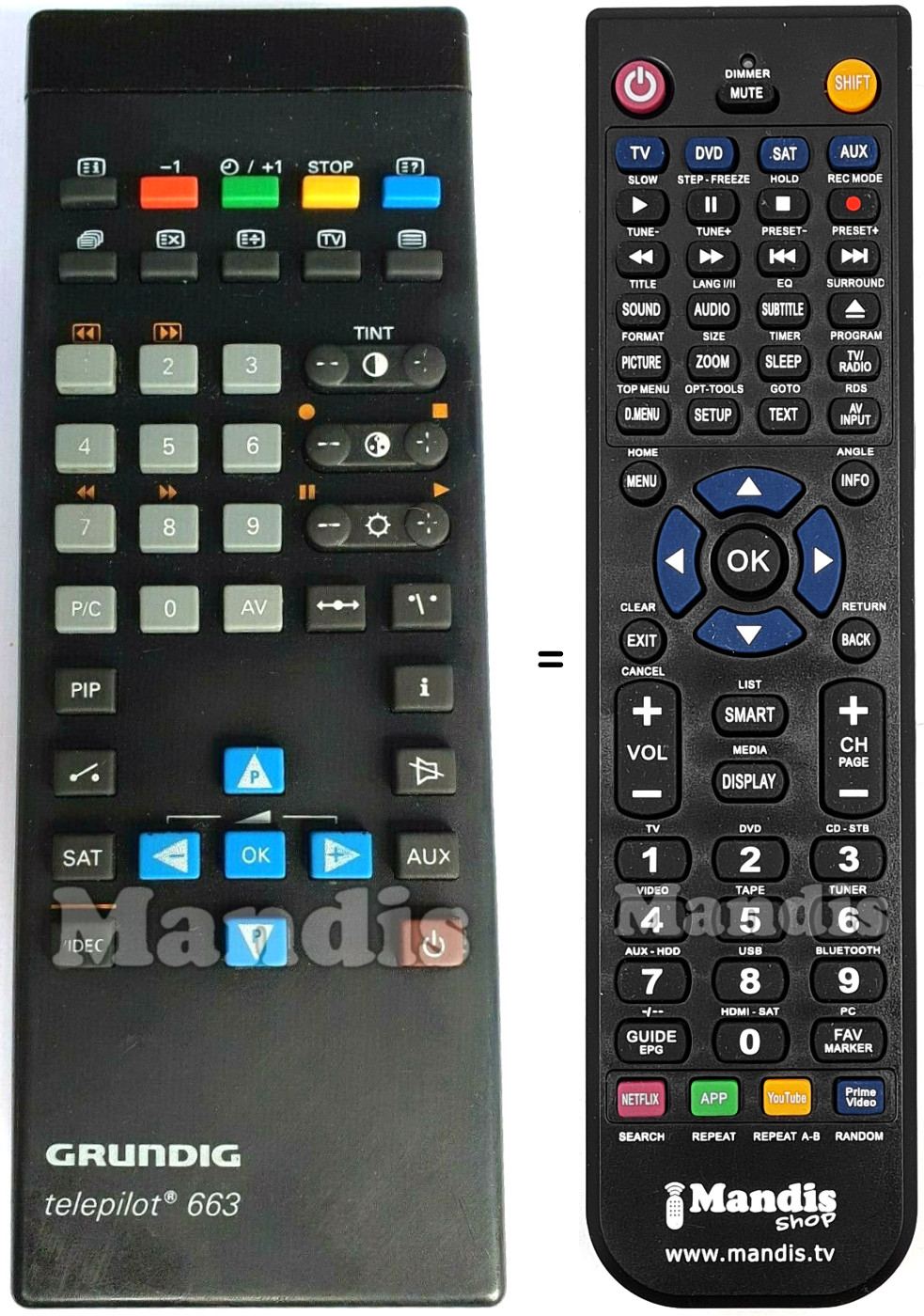 Replacement remote control Grundig telepilot 663