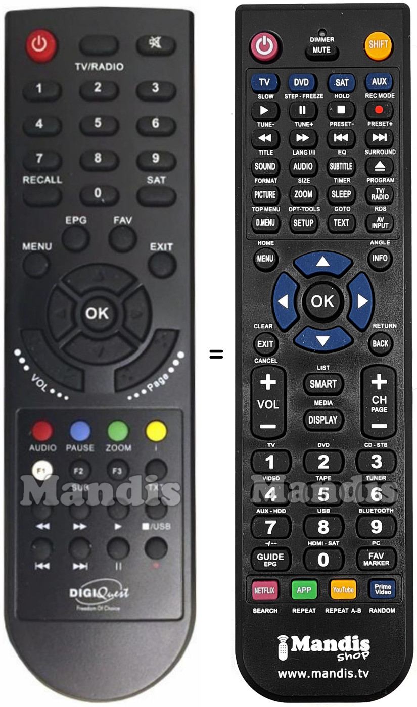Replacement remote control DIGIQUEST A 380