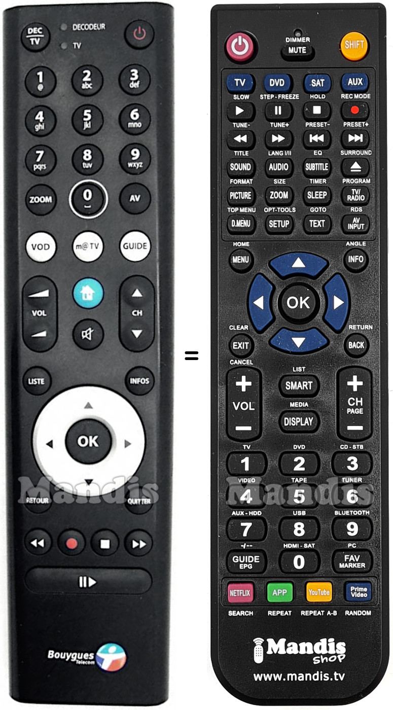 Replacement remote control BOUYGUES TELECOM BBOX