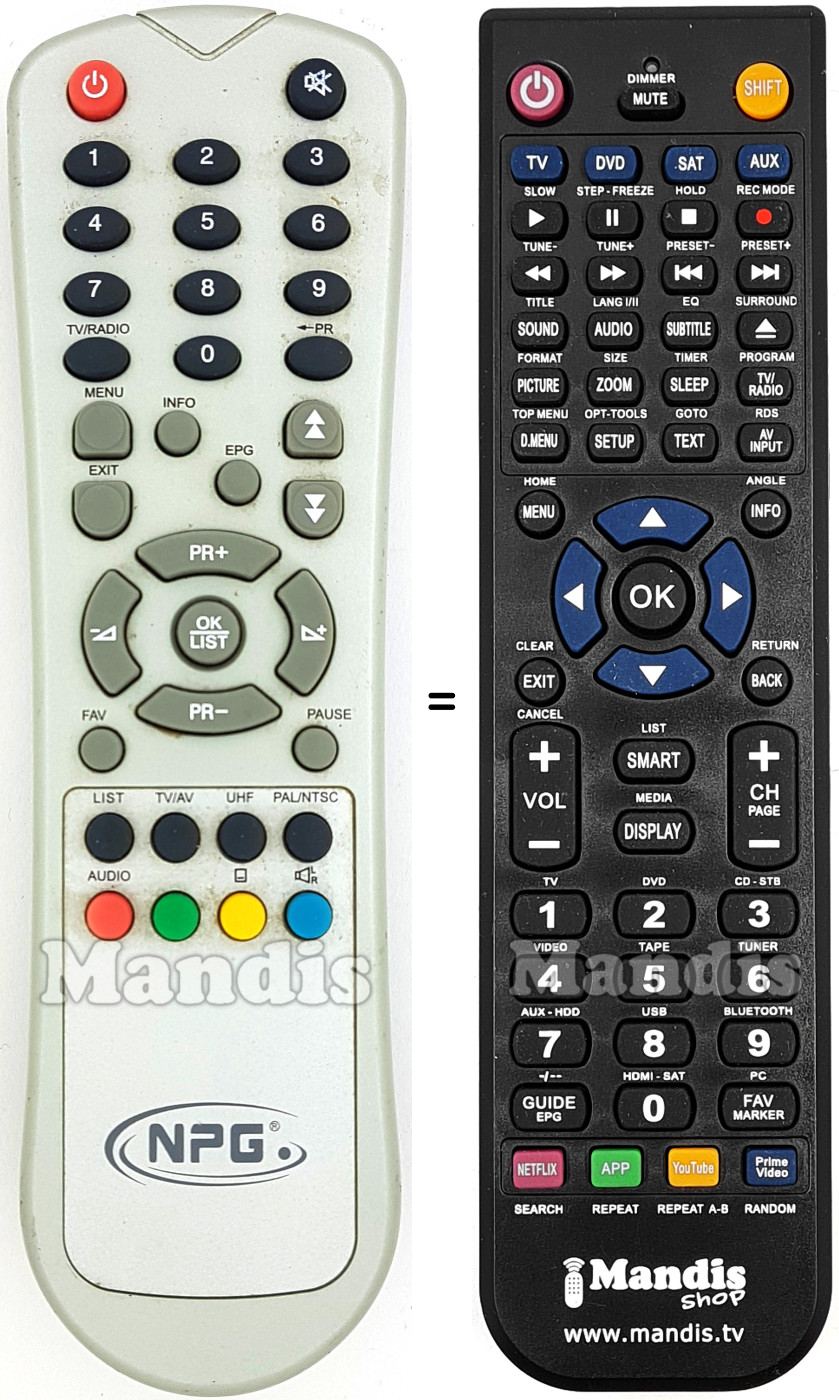 Replacement remote control Npg NPG005