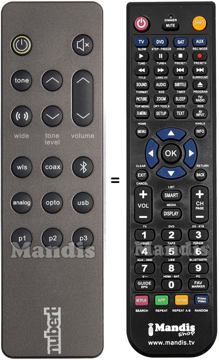 Replacement remote control NUBERT HVS50267