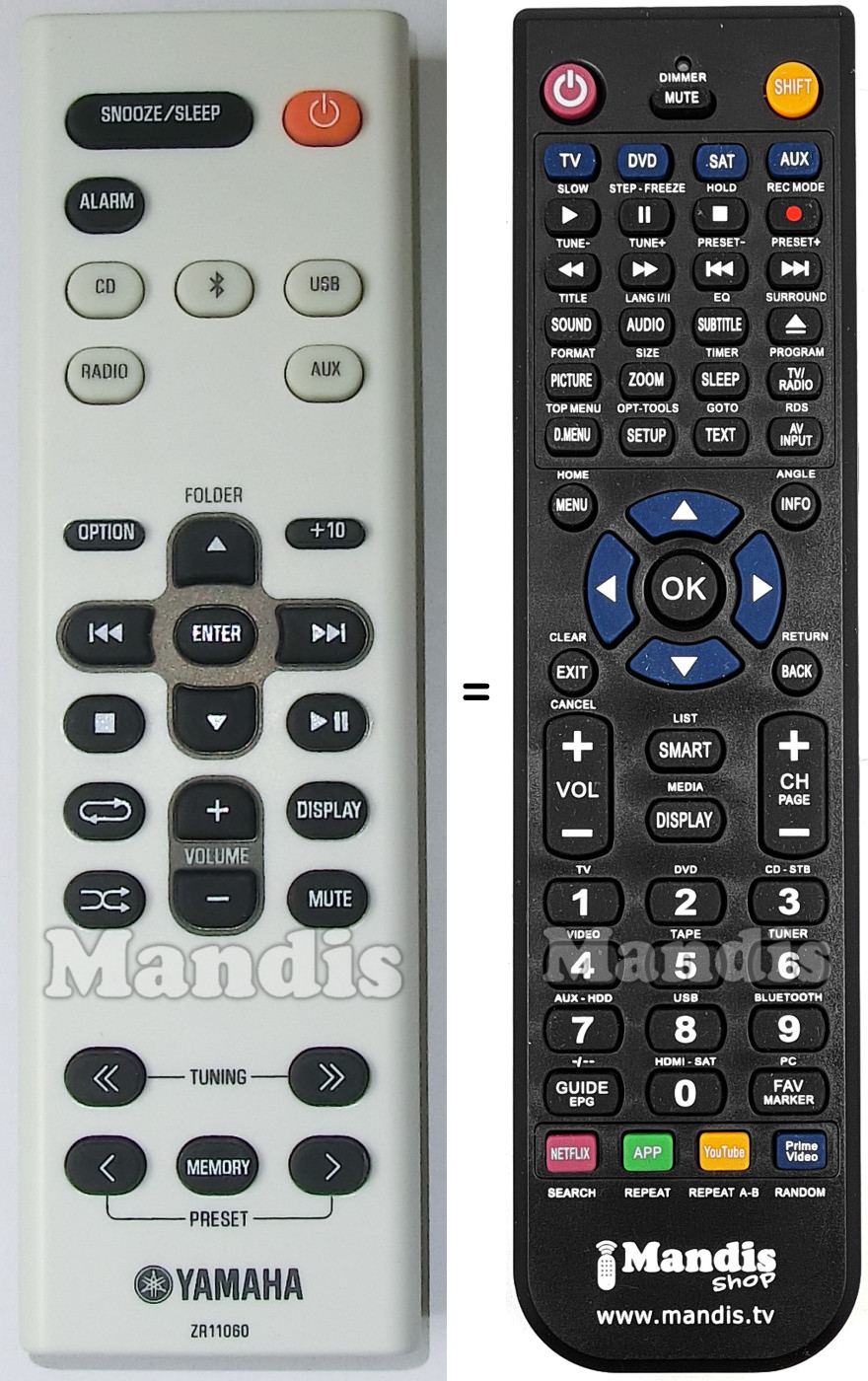 Replacement remote control Yamaha HVS50408