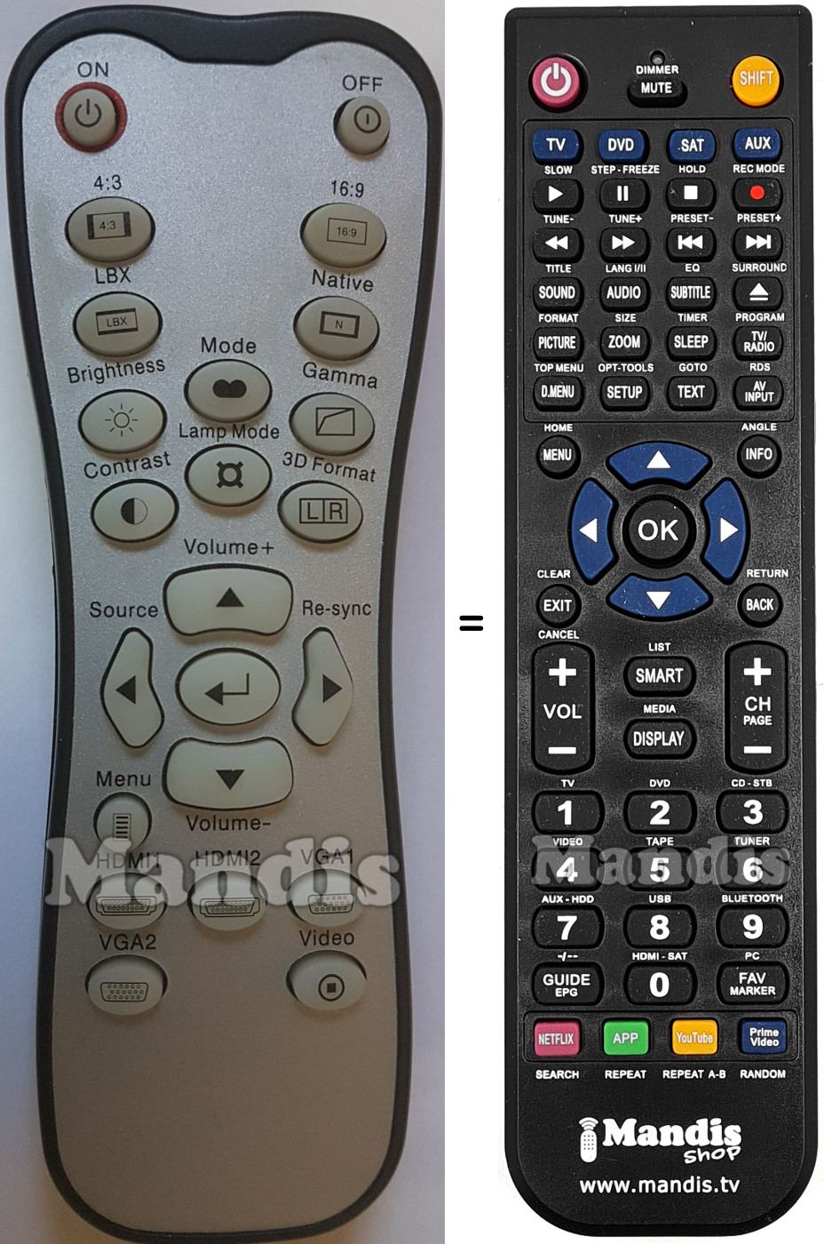 Replacement remote control Optoma HD131X