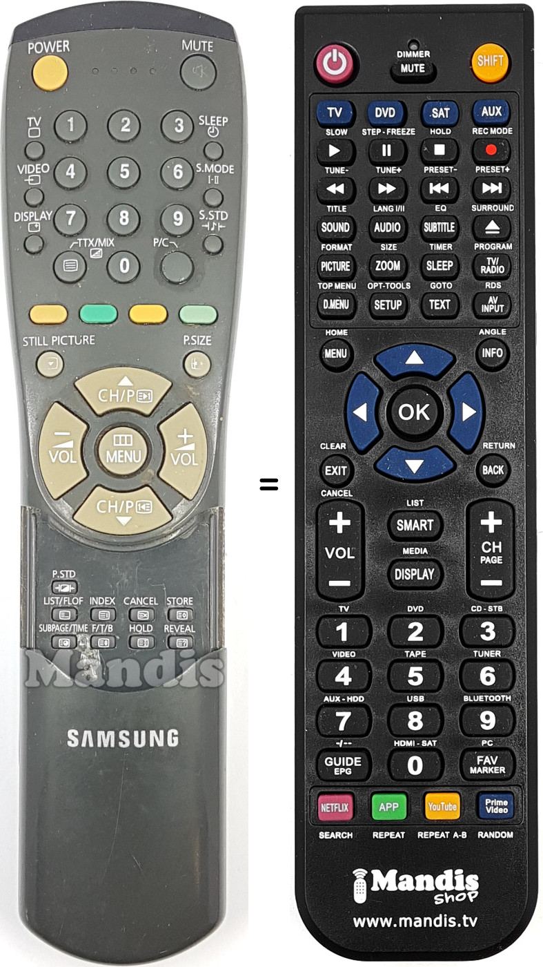 Gleichwertige Fernbedienung Samsung 00023A