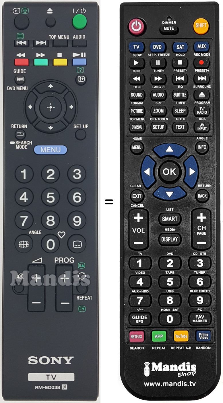 Replacement remote control Sony RMED038