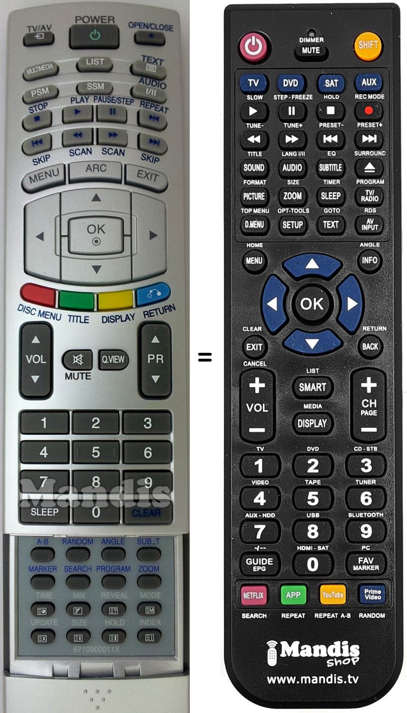 Gleichwertige Fernbedienung LG 6710900011X