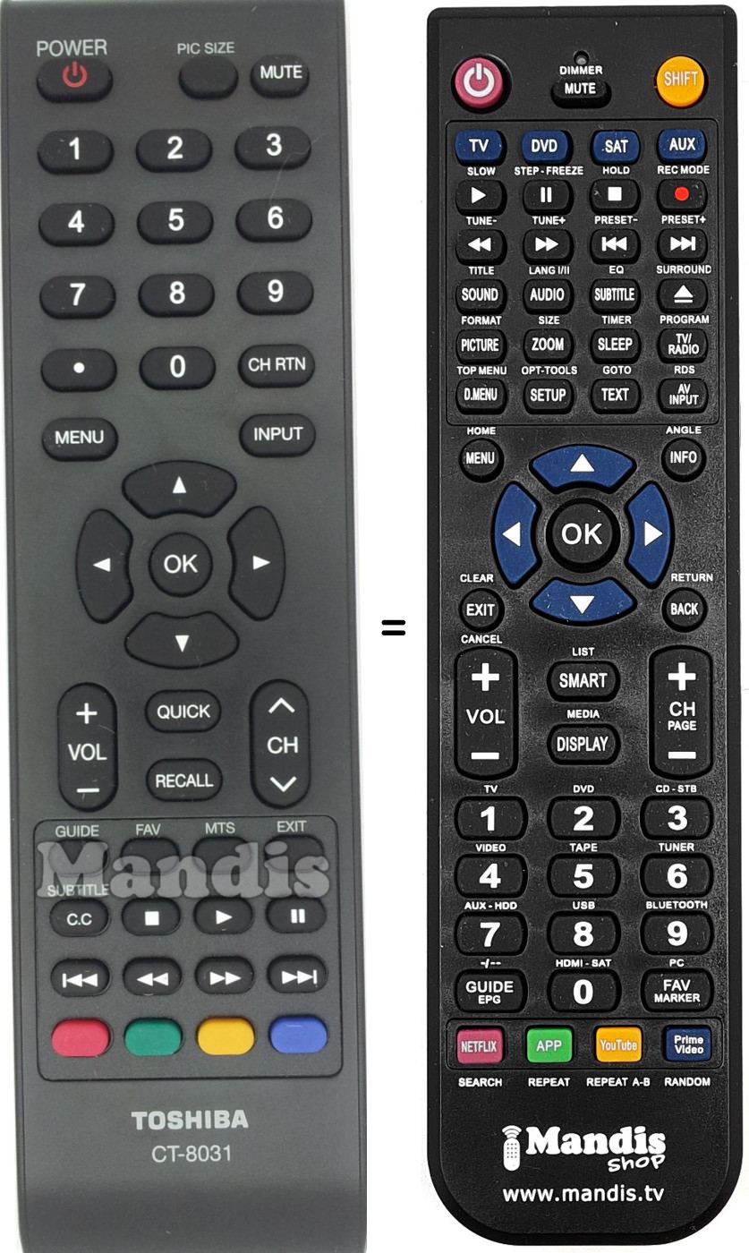 Gleichwertige Fernbedienung Toshiba CT-8031