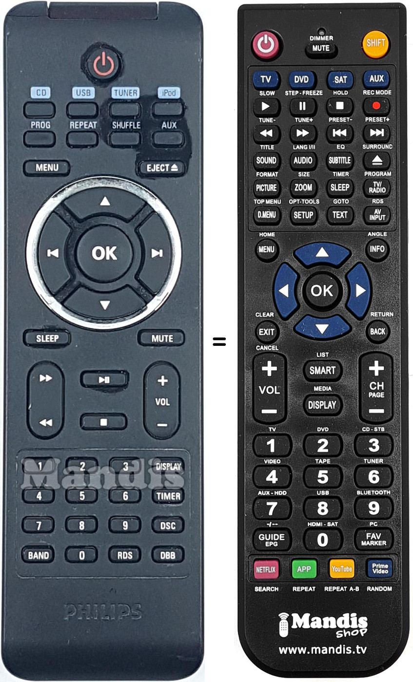 Gleichwertige Fernbedienung Philips 996510029696