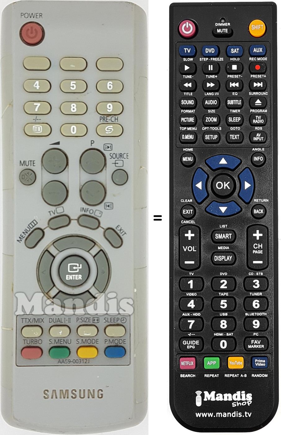 Gleichwertige Fernbedienung Samsung AA59-00312J