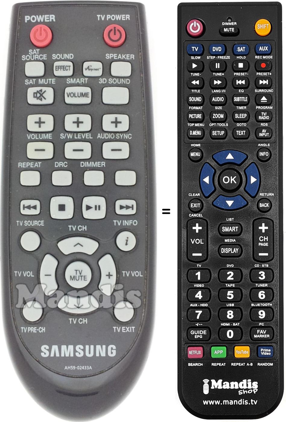 Gleichwertige Fernbedienung Samsung AH59-02433A