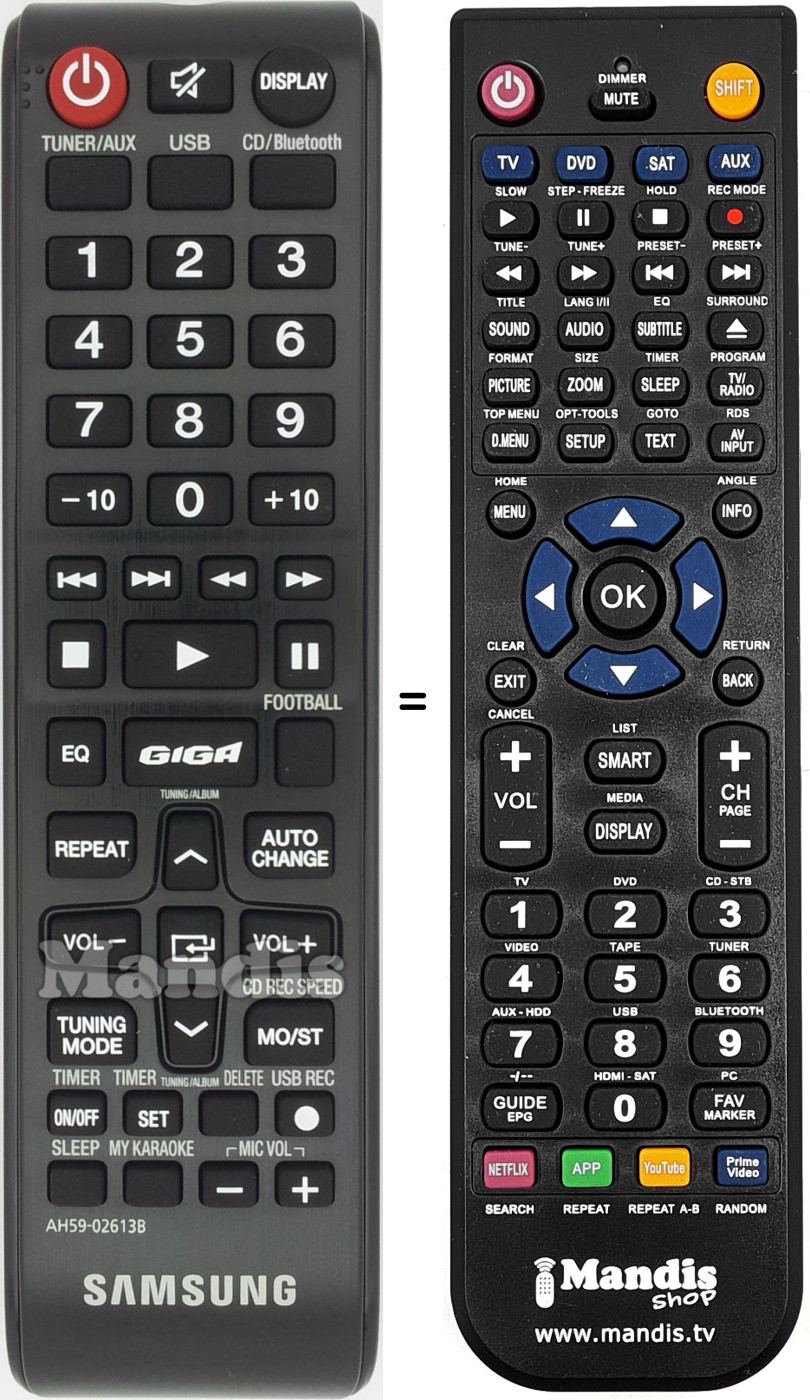 Gleichwertige Fernbedienung Samsung AH59-02613B