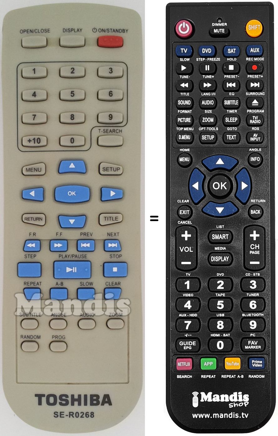 Gleichwertige Fernbedienung Toshiba SE-R0268