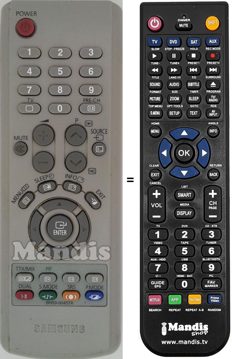 Gleichwertige Fernbedienung Samsung BN59-00457 A