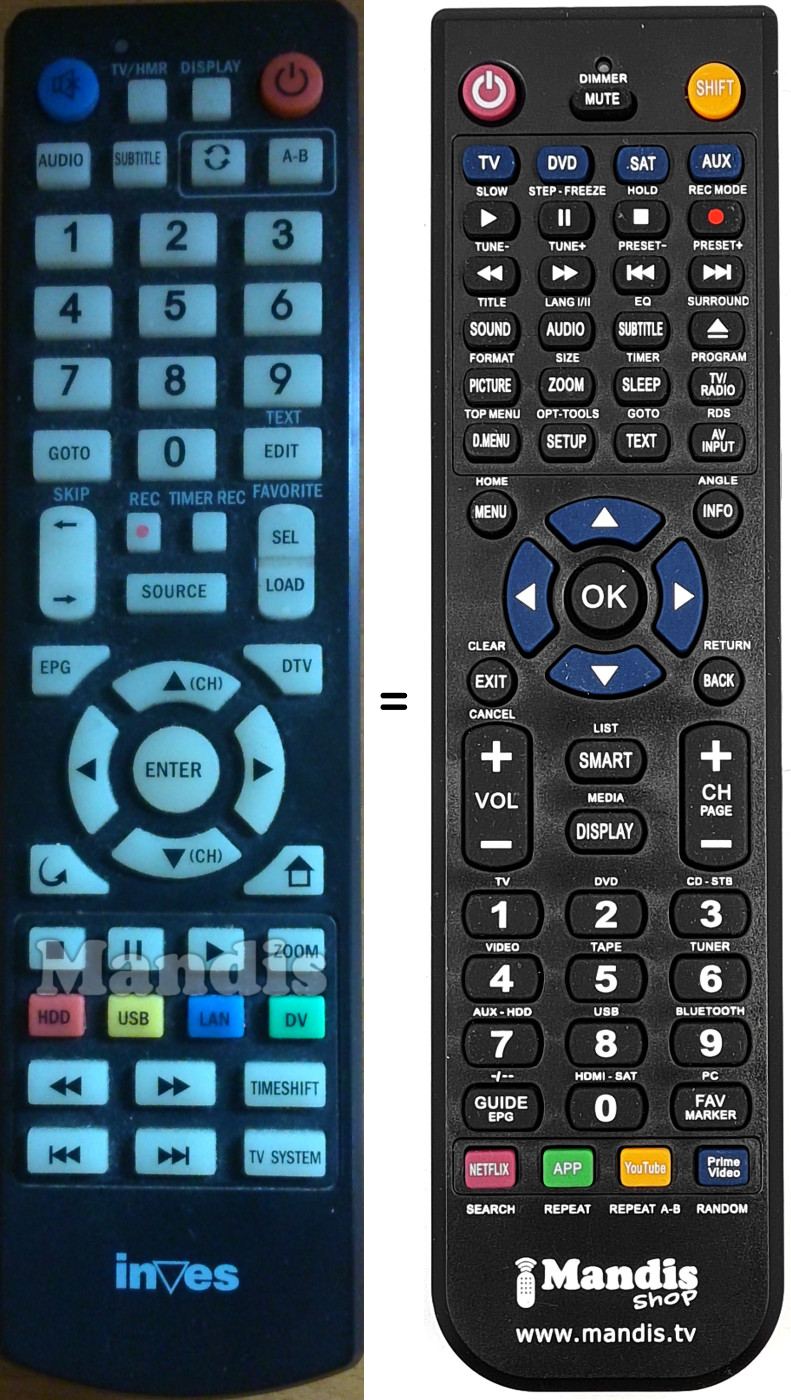 Replacement remote control INVES XR262017