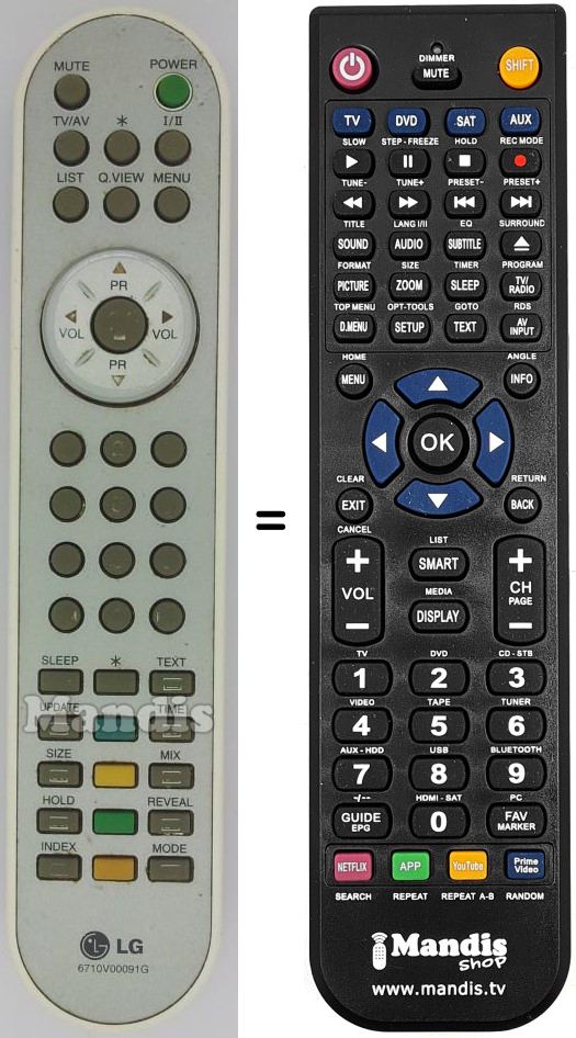 Gleichwertige Fernbedienung LG 6710 V 00091 G