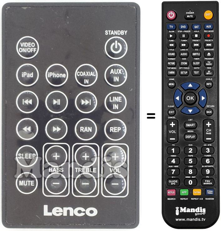 Gleichwertige Fernbedienung Lenco003