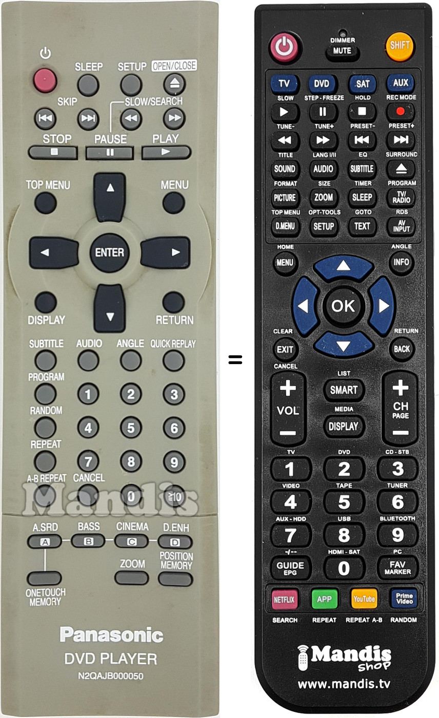 Gleichwertige Fernbedienung Panasonic N2QAJB 000050