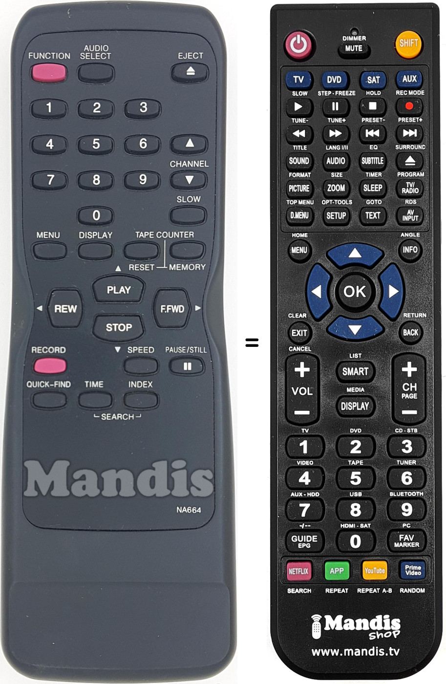 Replacement remote control NA664