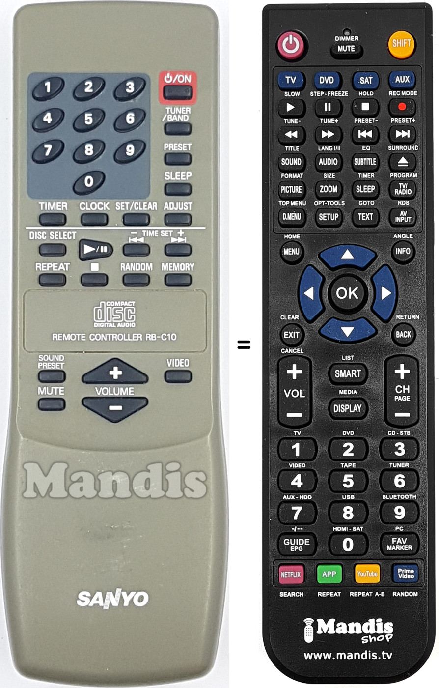 Gleichwertige Fernbedienung RB-C10