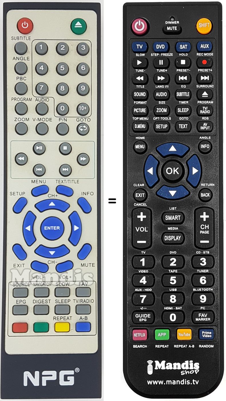 Gleichwertige Fernbedienung REMCON1644