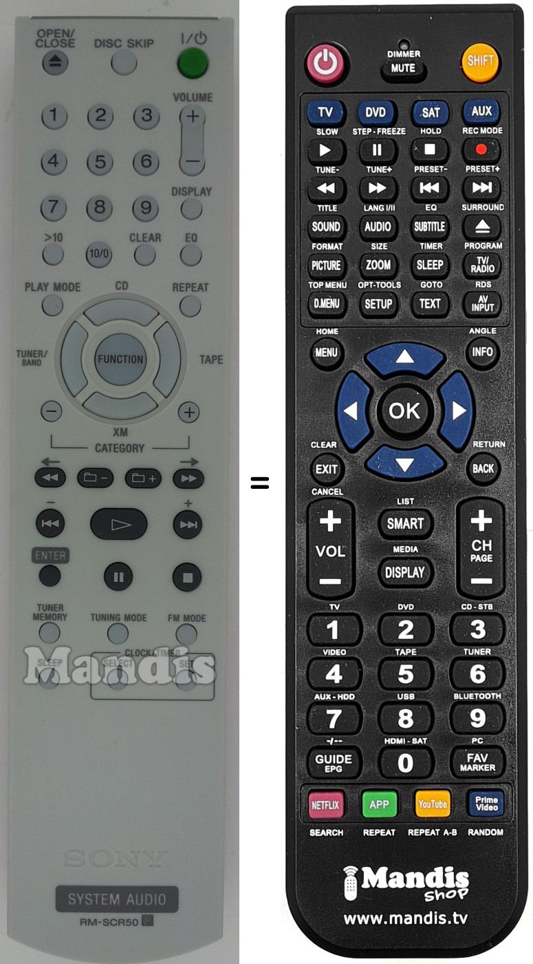 Replacement remote control RM-SCR50