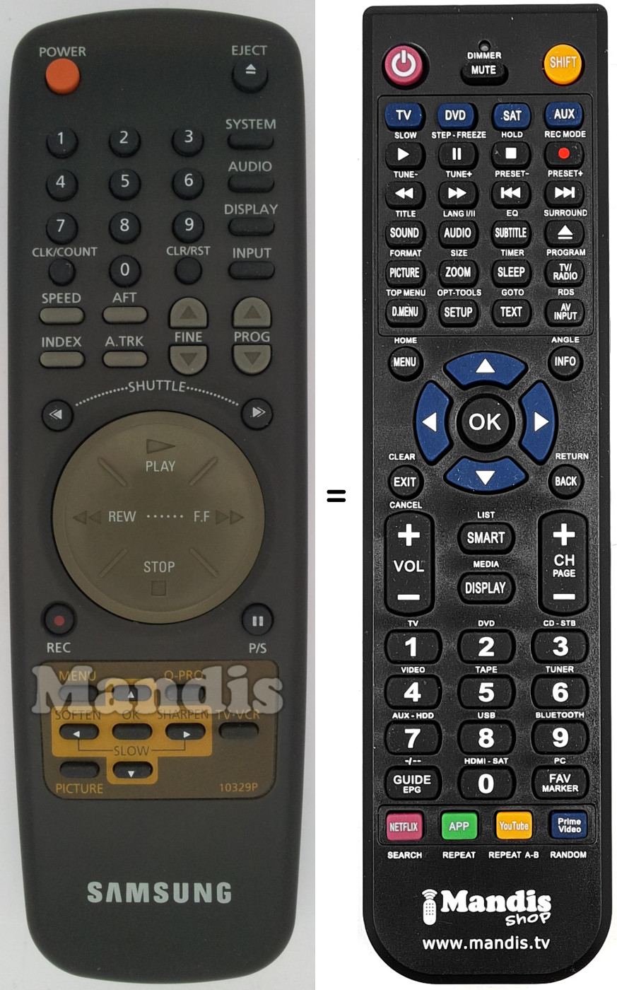 Gleichwertige Fernbedienung Samsung 10329 P