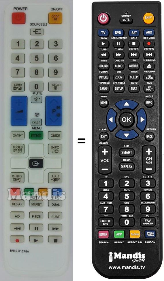 Gleichwertige Fernbedienung Samsung BN59-01078A