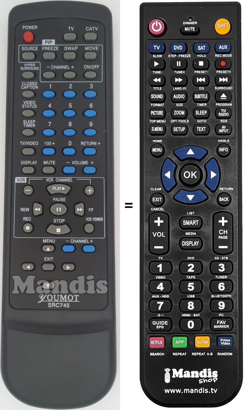 Gleichwertige Fernbedienung SRC745