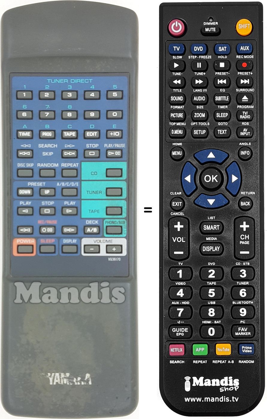 Gleichwertige Fernbedienung Yamaha VQ361700