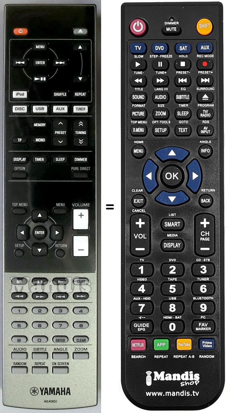 Gleichwertige Fernbedienung Yamaha MCR-840
