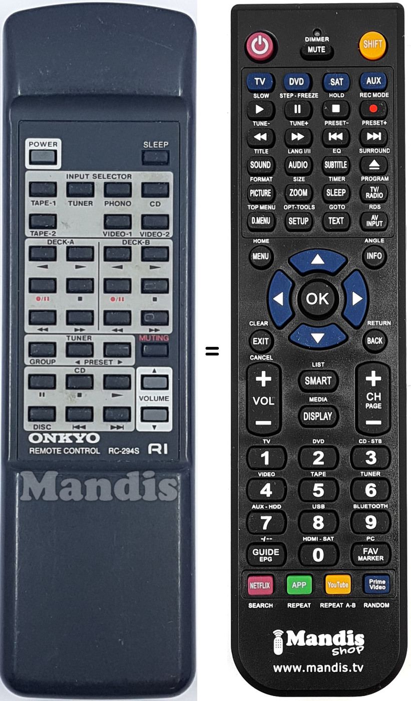 Replacement remote control RC-294S