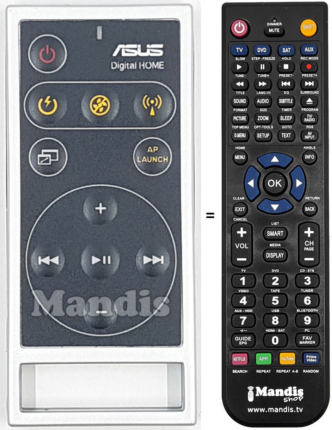 Gleichwertige Fernbedienung ASUS001
