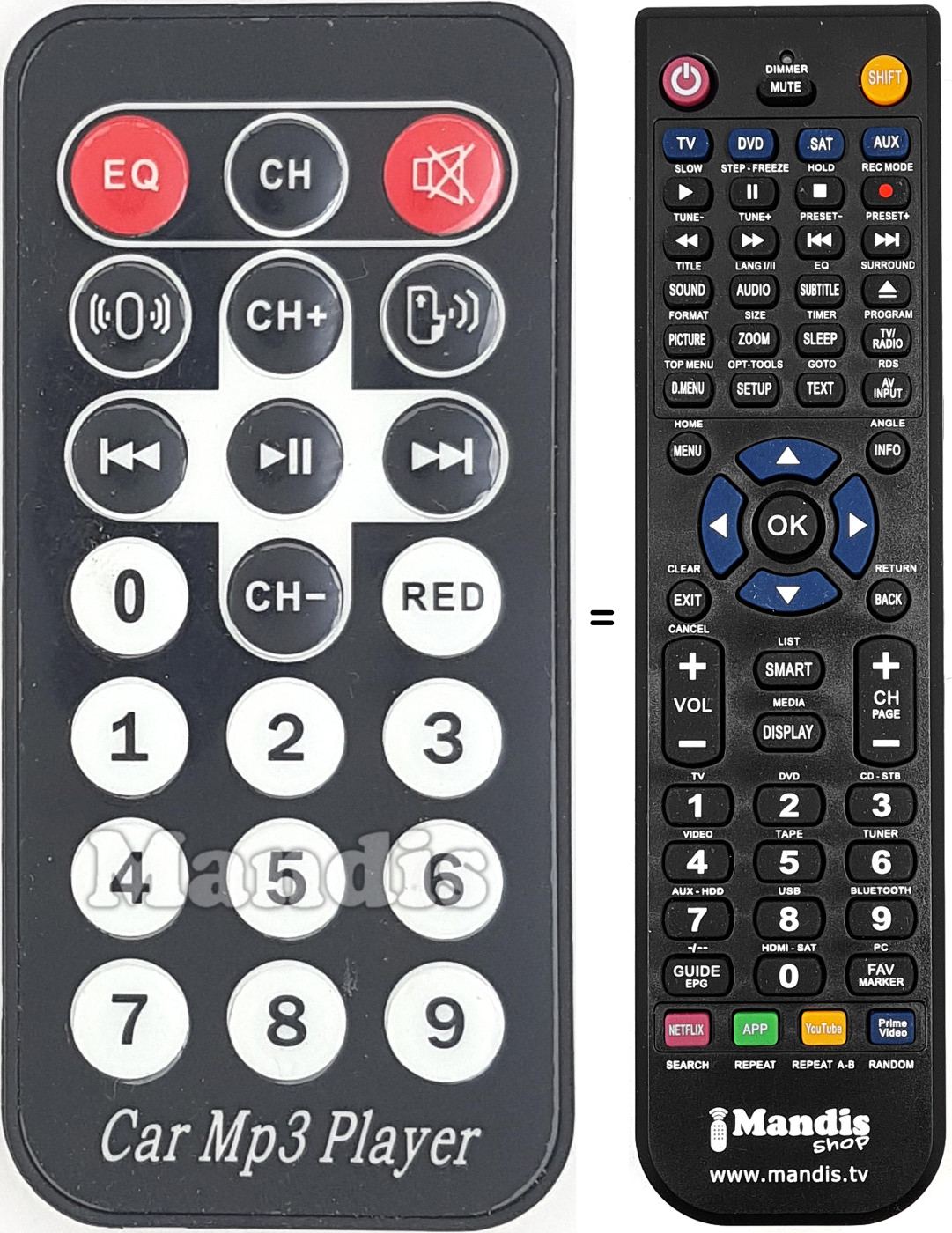 Gleichwertige Fernbedienung Car MP3 Player