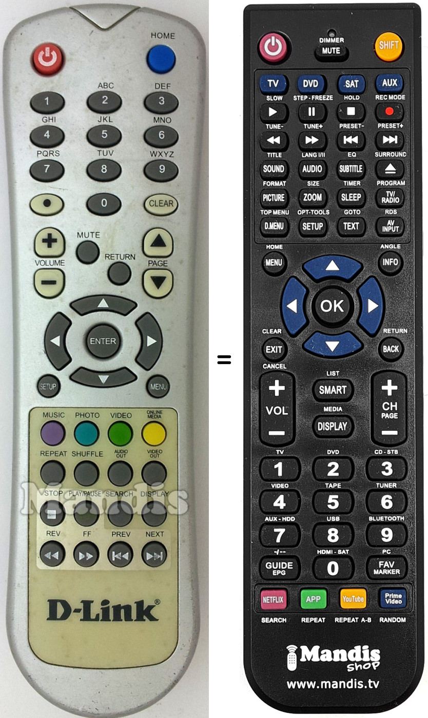 Gleichwertige Fernbedienung DLink001