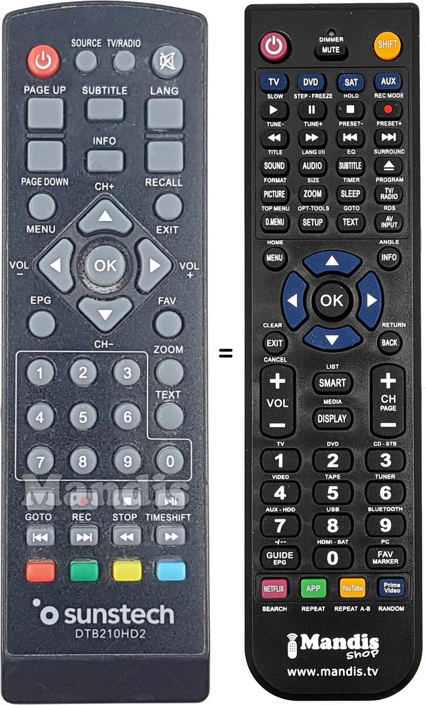 Gleichwertige Fernbedienung DTB210HD2