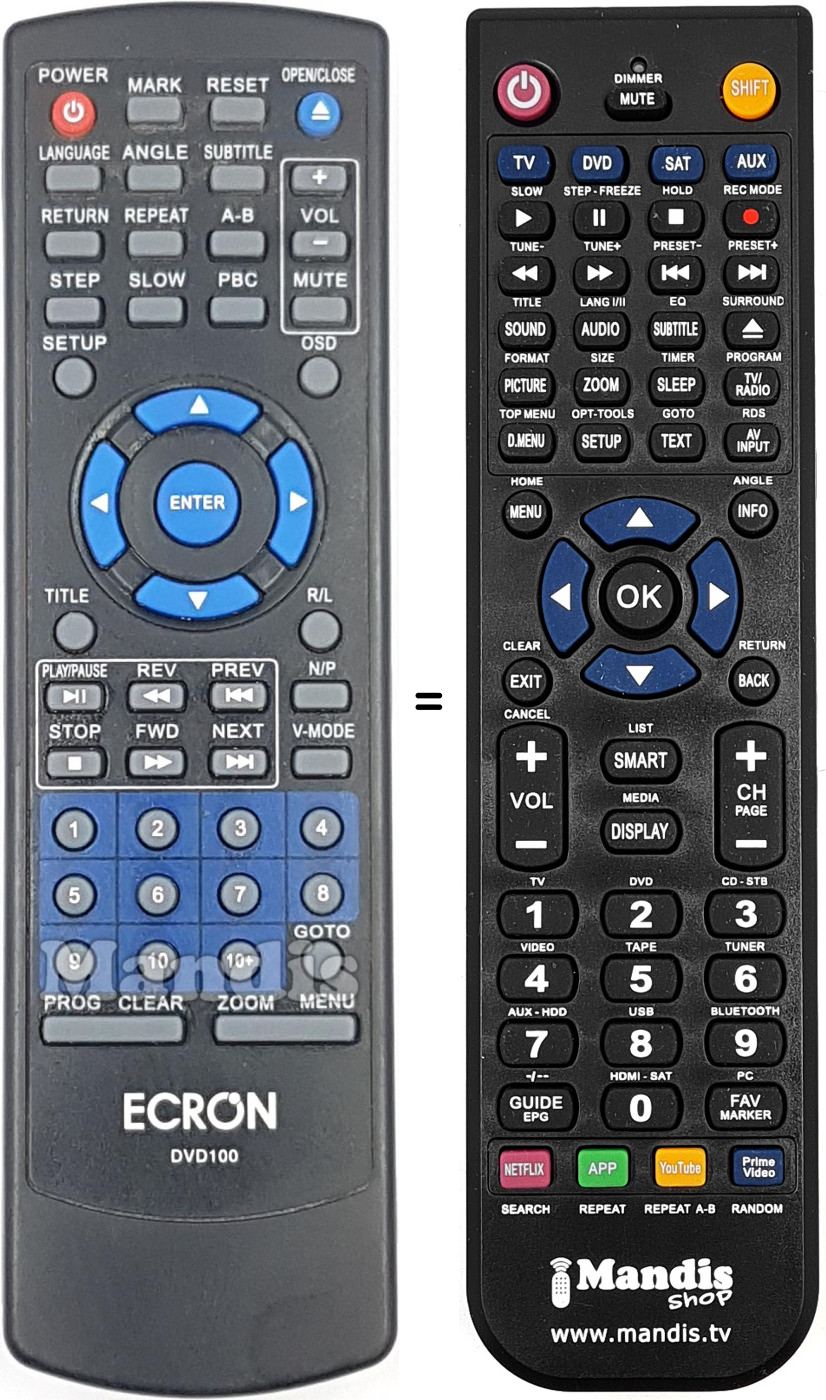 Replacement remote control DVD100