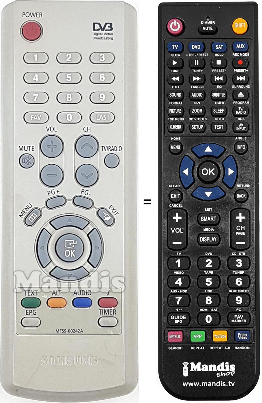 Gleichwertige Fernbedienung Samsung MF 59-00242 A