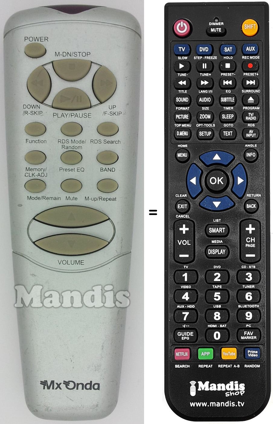 Replacement remote control MX005