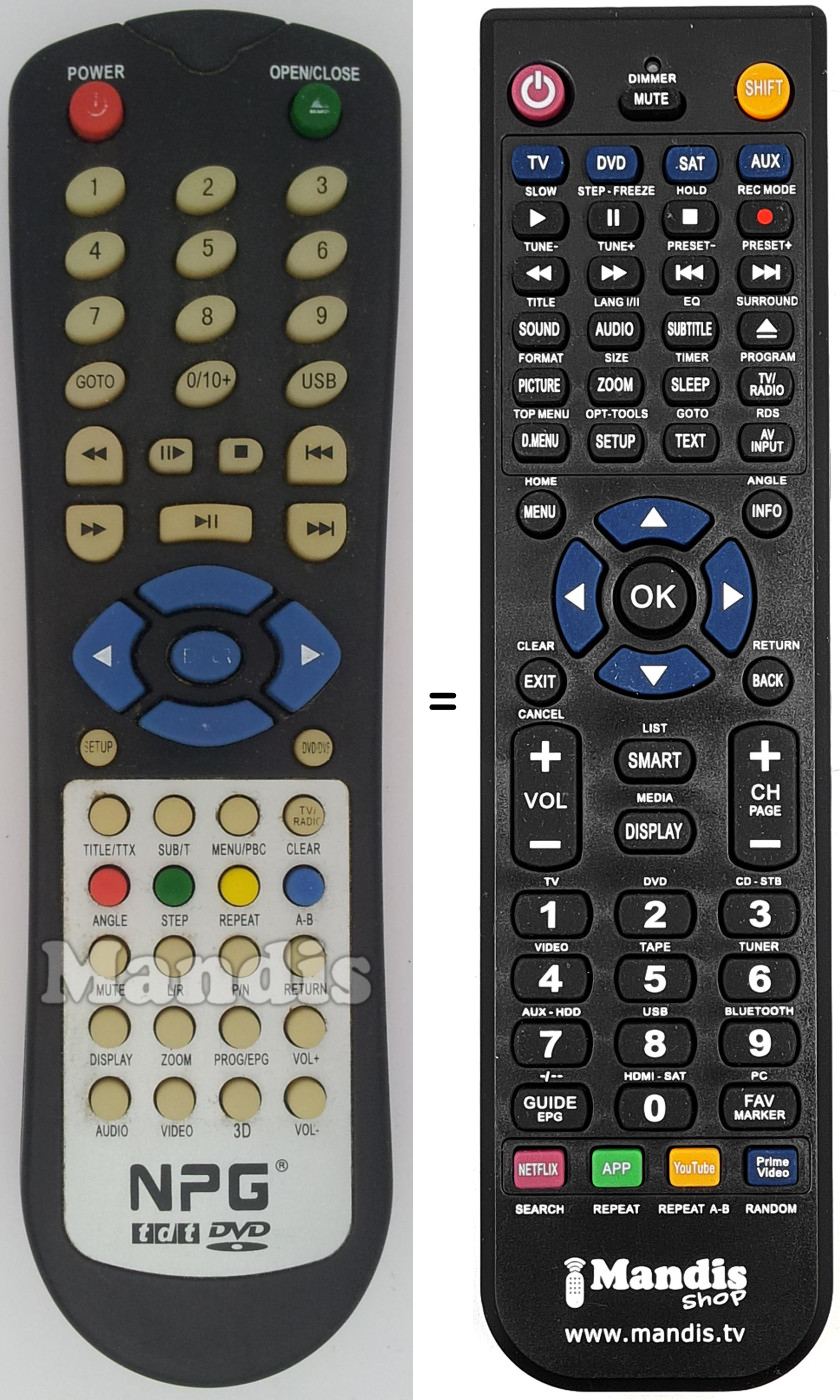 Gleichwertige Fernbedienung NPG009