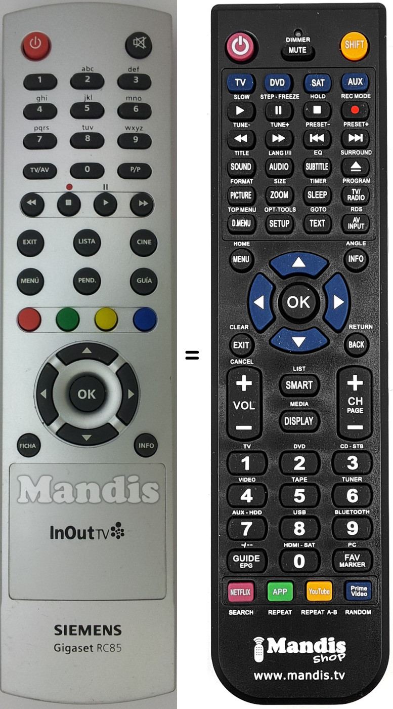 Gleichwertige Fernbedienung Siemens RC85